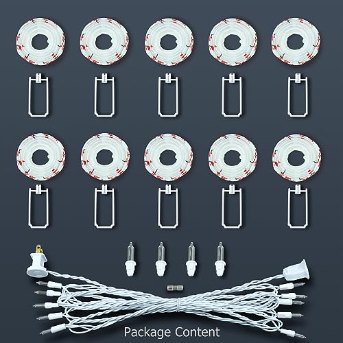 HOSY 10-Pack Plum Blossom 3-in Lanterns, 11 ft White Wire UL String Lights | Self-assembly Required, Nylon Fabric, 3-in Diameter, 12-in Spacing, End-to-end Connectable, UL Certified - color: Plum Blossom