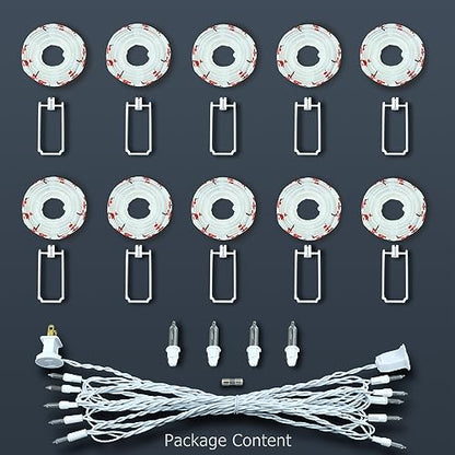 HOSY 10-Pack Plum Blossom 3-in Lanterns, 11 ft White Wire UL String Lights | Self-assembly Required, Nylon Fabric, 3-in Diameter, 12-in Spacing, End-to-end Connectable, UL Certified - color: Plum Blossom