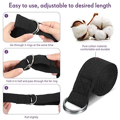 Jerify 50 Pcs Yoga Strap for Stretching Bulk 6ft Exercise Stretch Band with Metal D Ring Adjustable Pilates Non Elastic Yoga Belt for Women Men Physical Fitness Gym Workout Dance (Black)
