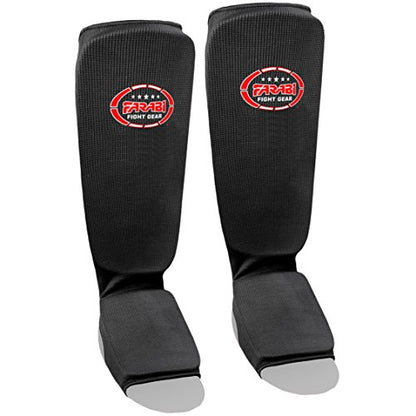 Farabi shin Instep, kick Boxing Training Pads, Karate Pads,MMA Training Pads Highly Elasticated (Black, L/XL)