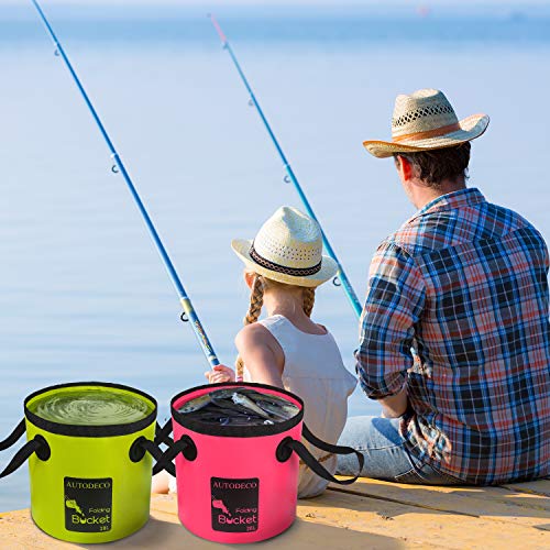 Collapsible Bucket 5 Gallon Container Folding Water Bucket Portable Wash Basin 20L - color: Pink