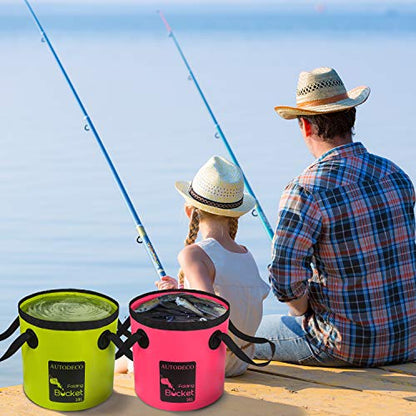 Collapsible Bucket 5 Gallon Container Folding Water Bucket Portable Wash Basin 20L - color: Pink