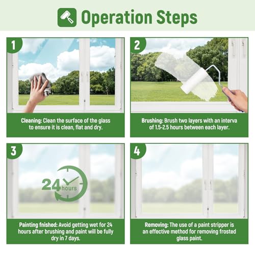 Frosted Glass Paint 35 Fl Oz Window Privacy Paint Frosted Glass Paint Kit Waterproof UV Resistant Frost Paints for Window Privacy Film Windows Frosting for Home Bathroom Kitchen Office Window Frosting - size: 35 Fl Oz (Pack of 1)
