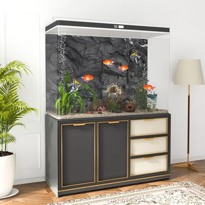 30x18 inches Stone Aquarium Background Black Rock Fish Tank Background Rocky Terrarium Backdrop Polyester