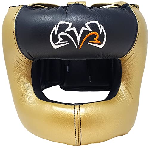 RIVAL Boxing RHGFS3 Face-Saver Sparring Headgear - Wide Eye Opening, Premium Leather, and Thermoplastic Inner Frame - color: Gold, size: Large-X-Large