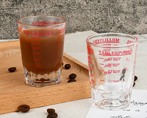 Measuring Cup 2 Pieces Shot Glass Measuring Cup with 4 Kinds of Measuring Scale for Small Amount Liquid (Red, 60ml) - color: Red, size: 60ml