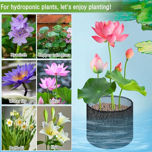 EBaokuup 4 Pcs Aquatic Pond Planting Bags-7.1" H x 7.2" Dia Reusable Mesh Water Garden Pond Plant Pot-Breathable Black Round Lily Plant Pots for Pond Bog Plant Garden Terrestrial Plant - color: Black, size: Round