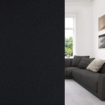 WochiTV Total Blackout Window Film 100% Light Blocking Non Adhesive No Residue Removable Opaque Static Cling Privacy Glass Tint for Home Bedroom Darkening Heat Control (35.4 in x 13.1 Ft) - color: Black, size: 35.4 Inch x 13.1 Feet