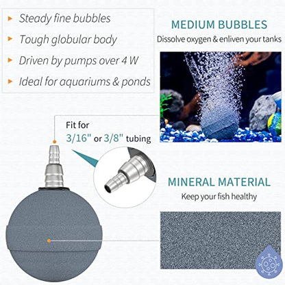 Pawfly Aquarium Air Stone Ball 2 Inch, Airstones for Aquarium Fish Tank Bucket Hydroponics Pond and DWC Reservoir, 4 Pack - size: 4 Pack