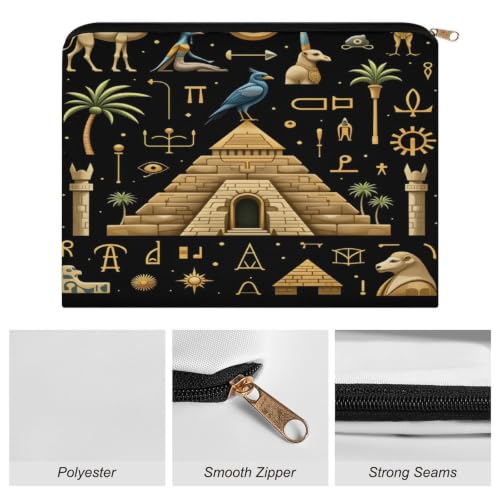 Ancient Egyptian Makeup Bag for Women, Cosmetic Pouch Travel Toiletry Organizer Bag 8.9"x6.5" Polyester - color: Ancient Egyptian