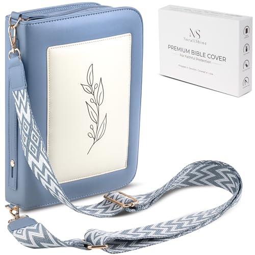Bible Cover Case for 7 X 9 inch Books, Bible Cases for Woman, Standard PU Leather Bible Covers for Women w/Shoulder Strap, Zipper Closure, Ideal for Christian Art Gifts Bible Cover, Grey - color: Grey