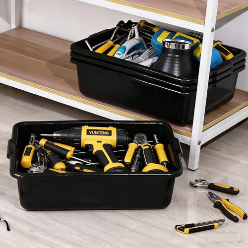 Commercial Bus Tubs, Bus Box/Tote Box, Set of 4, Black (23 L) - size: 23 L