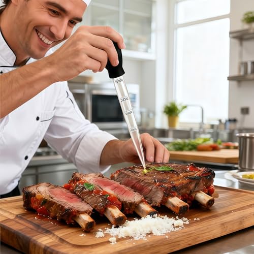 Premium Turkey Baster & Multi-Purpose Syringe, 30ml Heat Resistant Food Baster with Cleaning Brush for Kitchen, Aquarium, Marinade Injector, Basting, Oil Fuel Dispensing (Black) - color: Black