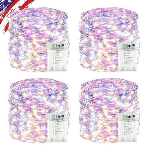 4 Pack Cuttable Fairy Lights Battery Operated, Waterproof 20FT 60LED Twinkle Lights with Timer Indoor Outdoor, Fairy Battery String Light for Bedroom, Classroom, Wedding, Christmas Décor(Multicolor) - color: Multicolor, size: 4PK 240LED