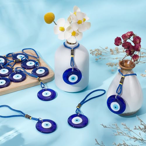 WEBEEDY 12 Pcs Evil Eye Car Charm Blue Turkish Evil Eye Car Hanging Ornament, Blue Bead Lucky Charm for Cars Rearview Mirror Window Door Protection Home Wall Decor, Gift for Father's Day Wedding