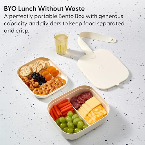 W&P Porter Bento Lunch Box, 3 Compartment Bento Box Portable Adult Lunch Box with Snap Strap- Food Container, BPA Free, Dishwasher and Microwave Safe, Charcoal, Medium - color: Charcoal