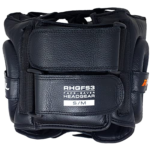 RIVAL Boxing RHGFS3 Face-Saver Sparring Headgear - Wide Eye Opening, Premium Leather, and Thermoplastic Inner Frame - color: Black, size: Small-Medium