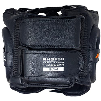RIVAL Boxing RHGFS3 Face-Saver Sparring Headgear - Wide Eye Opening, Premium Leather, and Thermoplastic Inner Frame - color: Black, size: Small-Medium