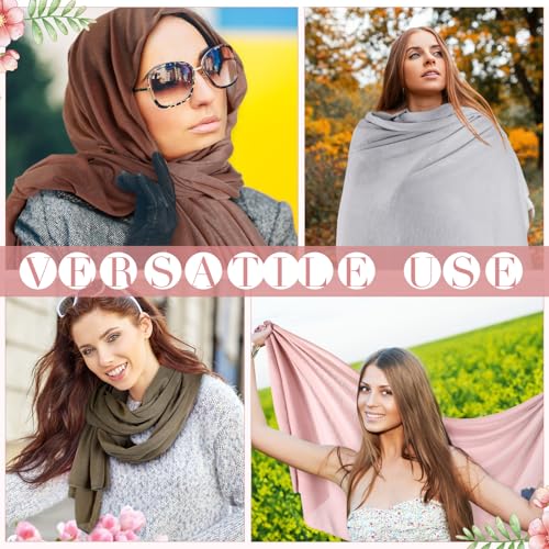 6 Pack Hijab Scarves for Women Muslim Head Wraps Jersey Hijab Soft Long Scarf Wrap for Muslim Shawl - color: Plain Colors