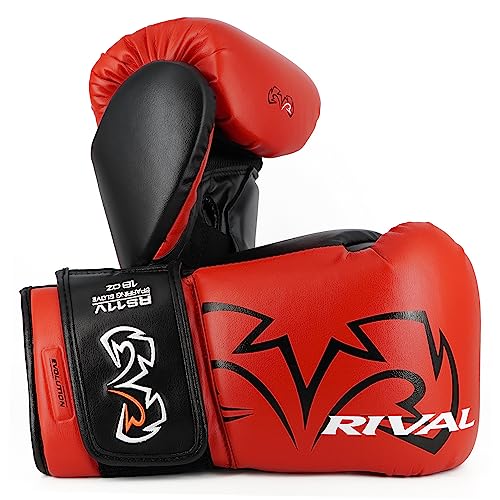 RIVAL Boxing RS11V Evolution Sparring Gloves, Extra-Thick 2” Padding, V-Strap Wrist Lock 2 System, Large Hand Compartment, and 15 Degree Angle Cuff - color: Red, size: 14 oz.