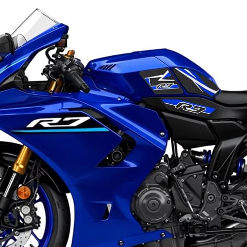 for YZF-R7 yzfr7 2026 New Accessories Fuel Tank Anti-Slip Stickers Side Guards Knee Anti-Slip mats Protective Stickers 7-piece Set Rubber Fuel Tank Stickers Tank Pads Tank pad Gas (2026 Blue) - color: 2026 Blue