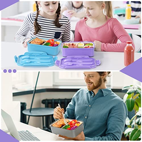 LOVINA Bento Lunch Box for Adults Kids - 1100ML/Built-in Utensil, BPA-Free - color: Purple