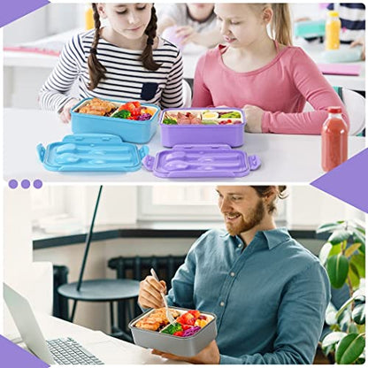 LOVINA Bento Lunch Box for Adults Kids - 1100ML/Built-in Utensil, BPA-Free - color: Purple