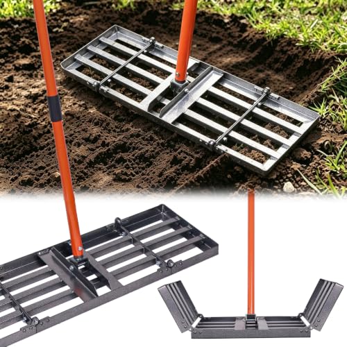 Lawn Leveling Rake, 30" x 10" Lawn Leveler Tool | Heavy Duty Lawn Levelling Rake with 78" Adjustable Handle,Stainless Steel rake for Soil Garden, Golf Course, Farm and Pasture