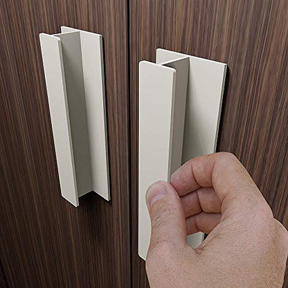 HRX Self-Adhesive Edge Fingerpull Door Handle - Easy to Install Screwless Peel and Stick on Glass, Wood, Metal, Plastic - Sliding Doors Knob for Kitchen Fronts, Drawers & Dressers Panels - 2 Pack - color: White