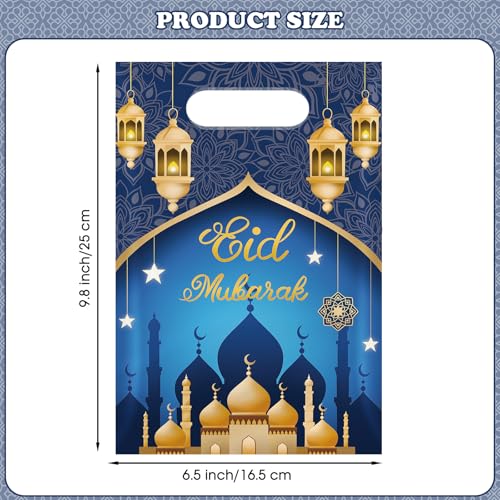 50 Pcs Ramadan Gift Bags with Handles - Eid Mubarak Goodie Bag, Ramadan Kareem Plastic Goody Candy Cookie Snack Treat Party Favor Bags Bulk for Islamic Muslim Eid Mubarak Party Supplies Favors,4 Style - color: Ramadan