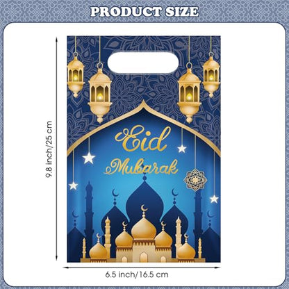 50 Pcs Ramadan Gift Bags with Handles - Eid Mubarak Goodie Bag, Ramadan Kareem Plastic Goody Candy Cookie Snack Treat Party Favor Bags Bulk for Islamic Muslim Eid Mubarak Party Supplies Favors,4 Style - color: Ramadan