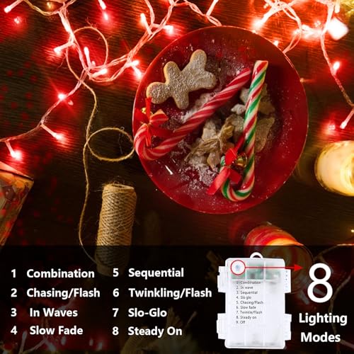 2 Pack 200 LED Battery Operated String Lights, Twinkle Fairy Lights Red - color: Red, size: 2PK(100LED)