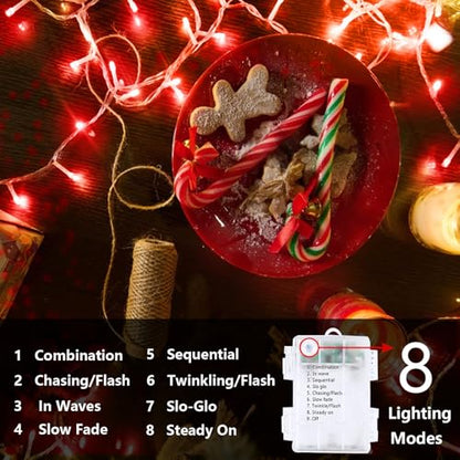 2 Pack 200 LED Battery Operated String Lights, Twinkle Fairy Lights Red - color: Red, size: 2PK(100LED)