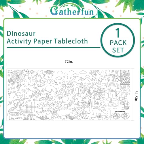 Gatherfun 공룡 파티 자이언트 컬러링 포스터 - 80.9 x 182.9cm(31.5 x 72인치) - 다용도 교실 벽 장식 및 생일 활동 - 학교 파티 및 특별 행사를 위한 공룡 포스터 또는 테이블 커버 - style: 공룡