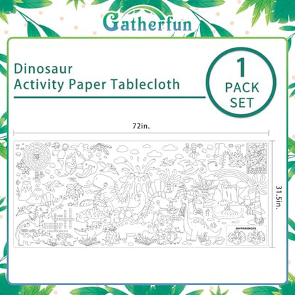 Gatherfun 공룡 파티 자이언트 컬러링 포스터 - 80.9 x 182.9cm(31.5 x 72인치) - 다용도 교실 벽 장식 및 생일 활동 - 학교 파티 및 특별 행사를 위한 공룡 포스터 또는 테이블 커버 - style: 공룡