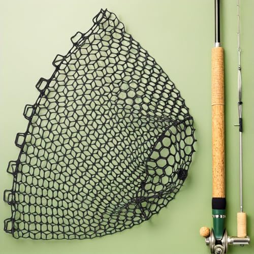 Luxshiny Silicone Fishing Net Replacement Mesh Bag, Lightweight Large Fish Landing Net Head, Black Sturdy Silicone Mesh for Freshwater and Saltwater Anglers