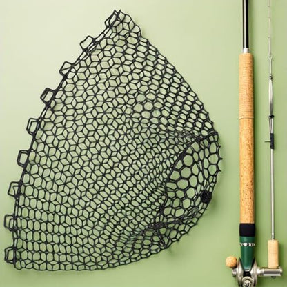 Luxshiny Silicone Fishing Net Replacement Mesh Bag, Lightweight Large Fish Landing Net Head, Black Sturdy Silicone Mesh for Freshwater and Saltwater Anglers