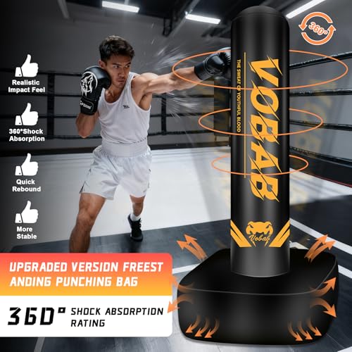 70-Inch Freestanding Boxing Punching Bag with Gloves, Standing Kickboxing Bag for Adults & Teens, No Drill Training for MMA, Muay Thai, Karate & Home Fitness