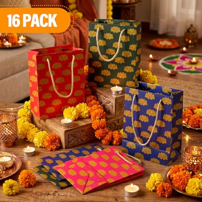 Lincia 16 Pcs Indian Return Gift Bags for Pooja Diwali Festival, Classic - style: Classic