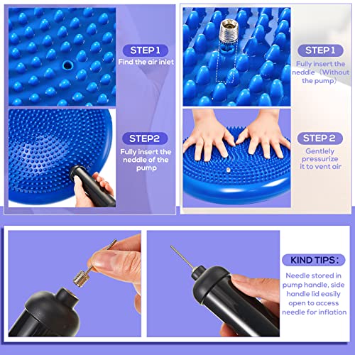 8 Pcs Balance Disc Set with Hand Pump, Wobble Cushion, 3 Balance Pods & 4 Spiky Massage Balls, for Sensory child, Balancing Training, Physical Recovery, Exercise, Adults, Dogs - color: Vivid Colors
