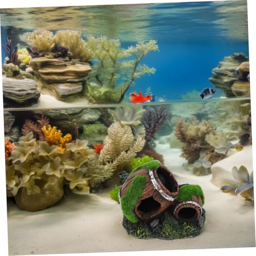 Broken Barrel Aquarium Decoration Resin Fish Tank Ornament Betta Fish Cave Hideout Reptile Tank Decorative Shelter for Shrimp