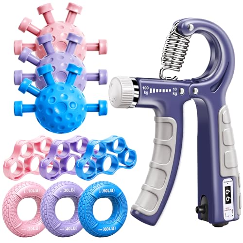 Grip Strength Trainer Kit, Forearm Strengthener & Hand Grip Strengthener | Finger Exerciser & Stretcher for Strength Training, Recovery & Flexibility - size: 10PCS