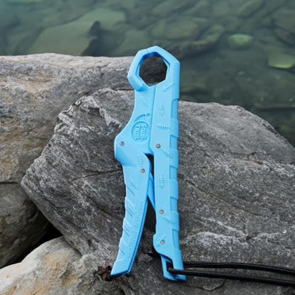 7.5'' Floating Fish Gripper, Fishing Grabber | Catfish Mouth Pliers, Caught Bass Holder, Fish Scale Hook Clamp, Saltwater Lip Grip Tool with Lanyard, Gifts for Men - color: Blue