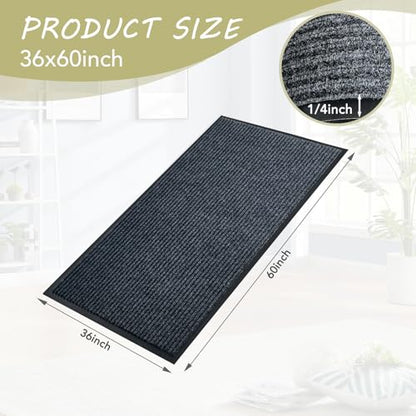 Front Door Mat, 3'x5'Indoor Outdoor Welcome Commercial Floor Mats | Heavy Duty Durable Inside Outside Entrance, Waterproof All-Season, All-Weather Non Slip Backing Doormat for Entryway, Black - size: 36"x60"