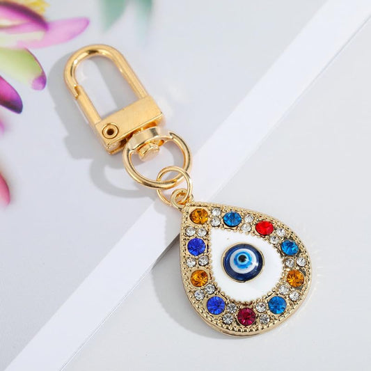 Turkish Devil's Eye Rhinestone Keychain Luxurious Ethnic Style Crytal Keychain for Car Key Bag Backpack Decorative Gift - style: Style 1