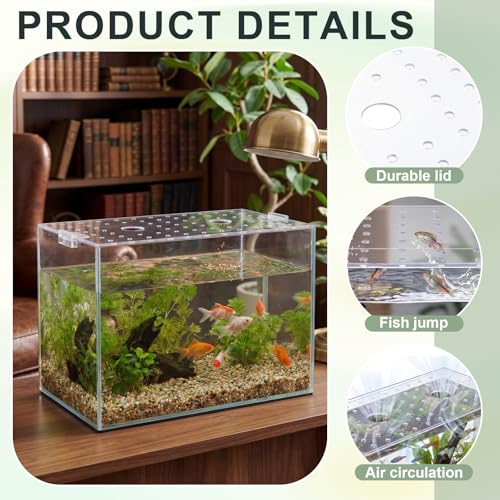 Sieral Clear Aquarium Polycarbonate Canopy Set with 30 Cover Clips 28.61 x 10.98 x 0.12 Inches for 20/29/37 Gallon Without Center Brace Aquariums Cover Anti-Jump Net Canopy