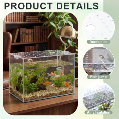 Sieral Clear Aquarium Polycarbonate Canopy Set with 30 Cover Clips 28.61 x 10.98 x 0.12 Inches for 20/29/37 Gallon Without Center Brace Aquariums Cover Anti-Jump Net Canopy