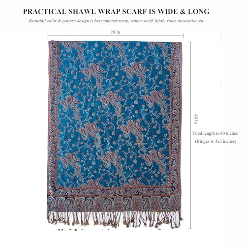 TUSHUSTY Pashmina Feel Rave Shawl Wrap for Women Men Hijab Scarf - color: Teal