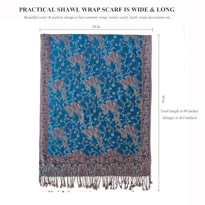 TUSHUSTY Pashmina Feel Rave Shawl Wrap for Women Men Hijab Scarf - color: Teal