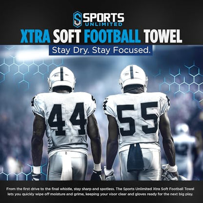 Sports Unlimited Xtra Soft Football Towel with Hook and Loop Closure to Clean Visor and Gloves - color: White, 10 Pack